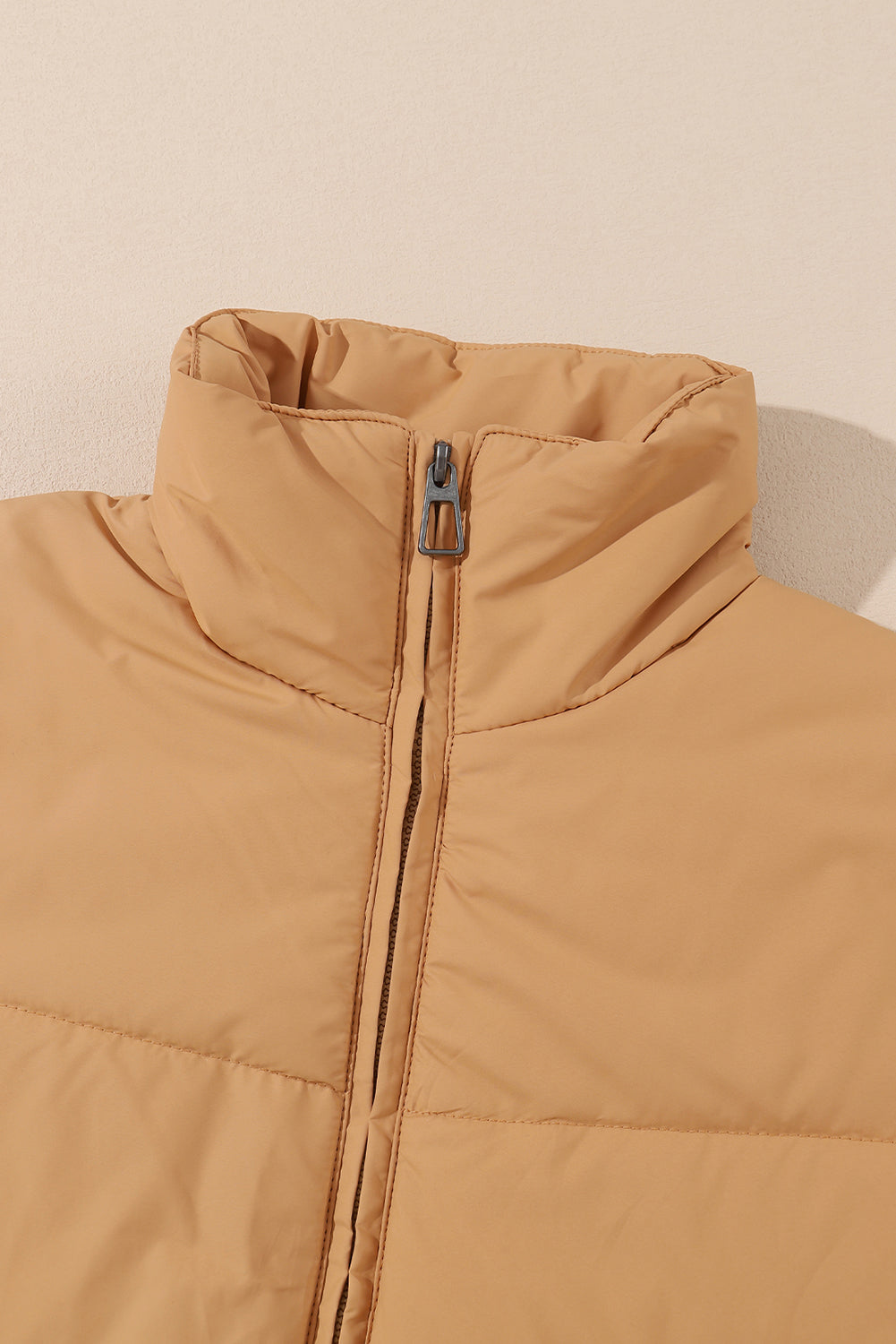 Moss Green Solid Zip Up Pocketed Puffer Coat