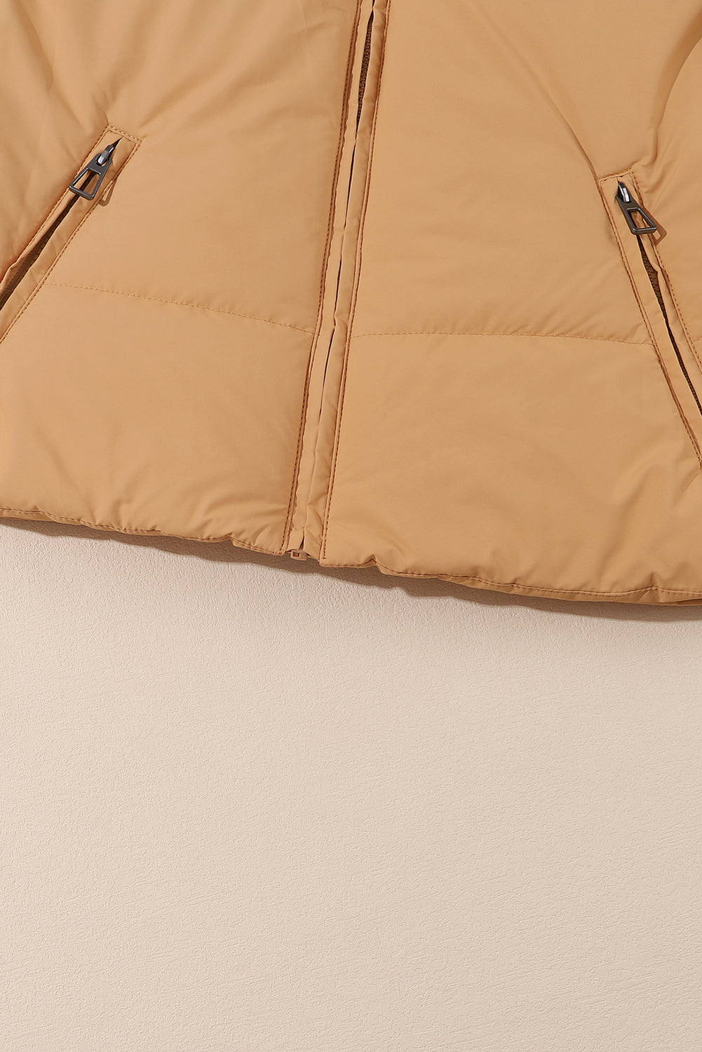 Moss Green Solid Zip Up Pocketed Puffer Coat