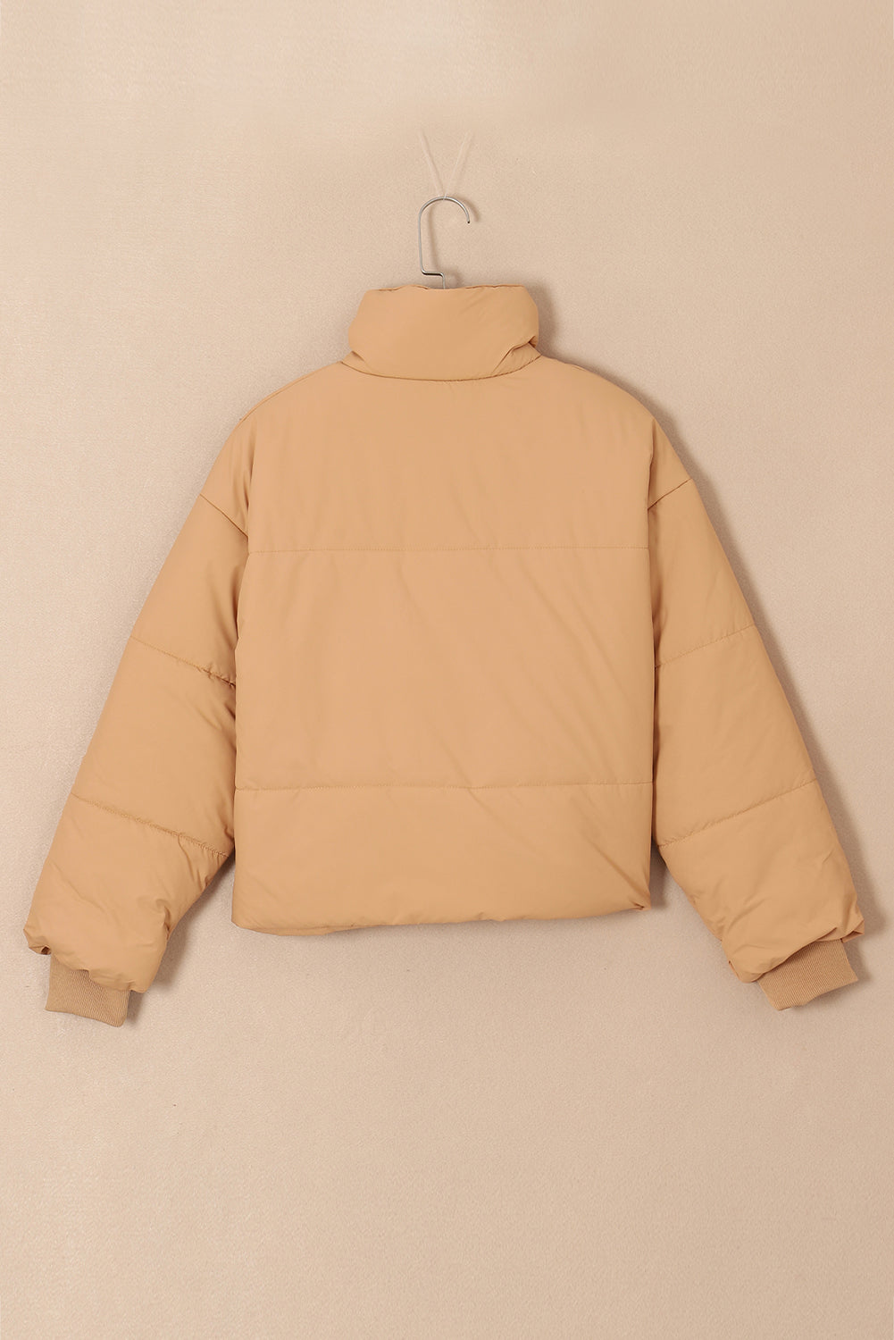 Moss Green Solid Zip Up Pocketed Puffer Coat