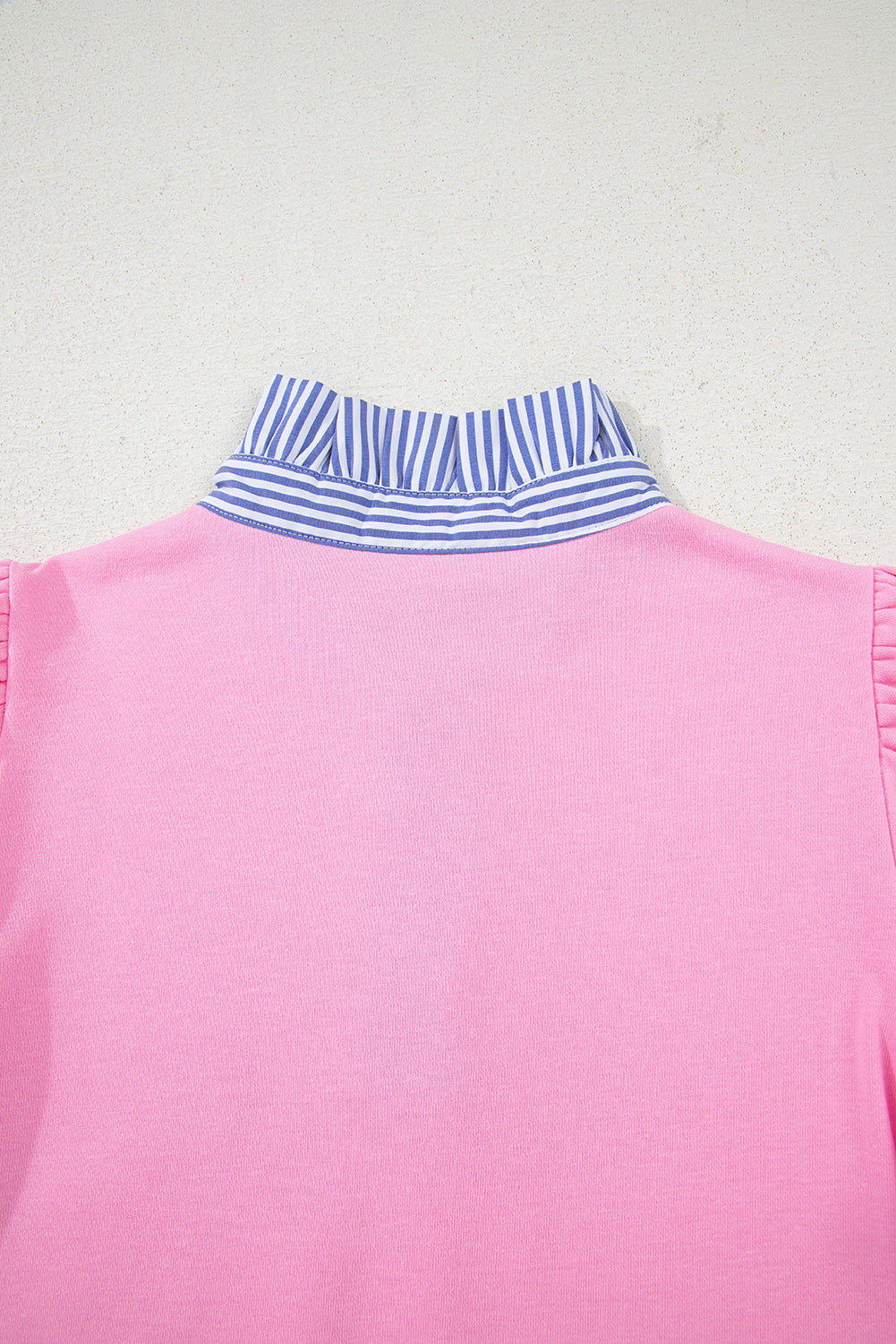 Bonbon Striped Collar Puff Sleeve Sweatshirt