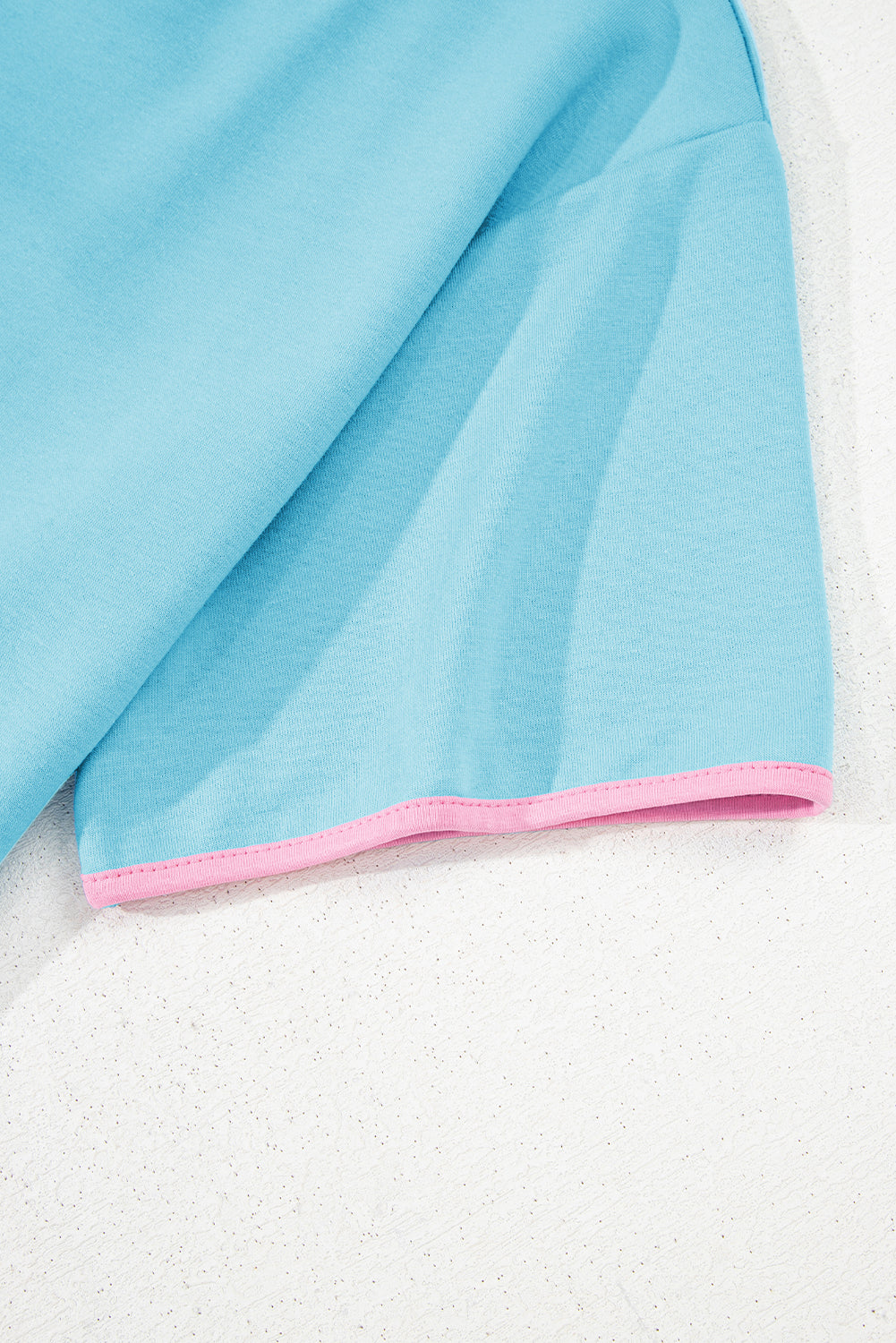 Turquoise Colorblock Edge Drop Shoulder T Shirt and Skort Set