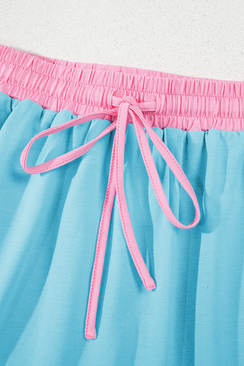 Turquoise Colorblock Edge Drop Shoulder T Shirt and Skort Set