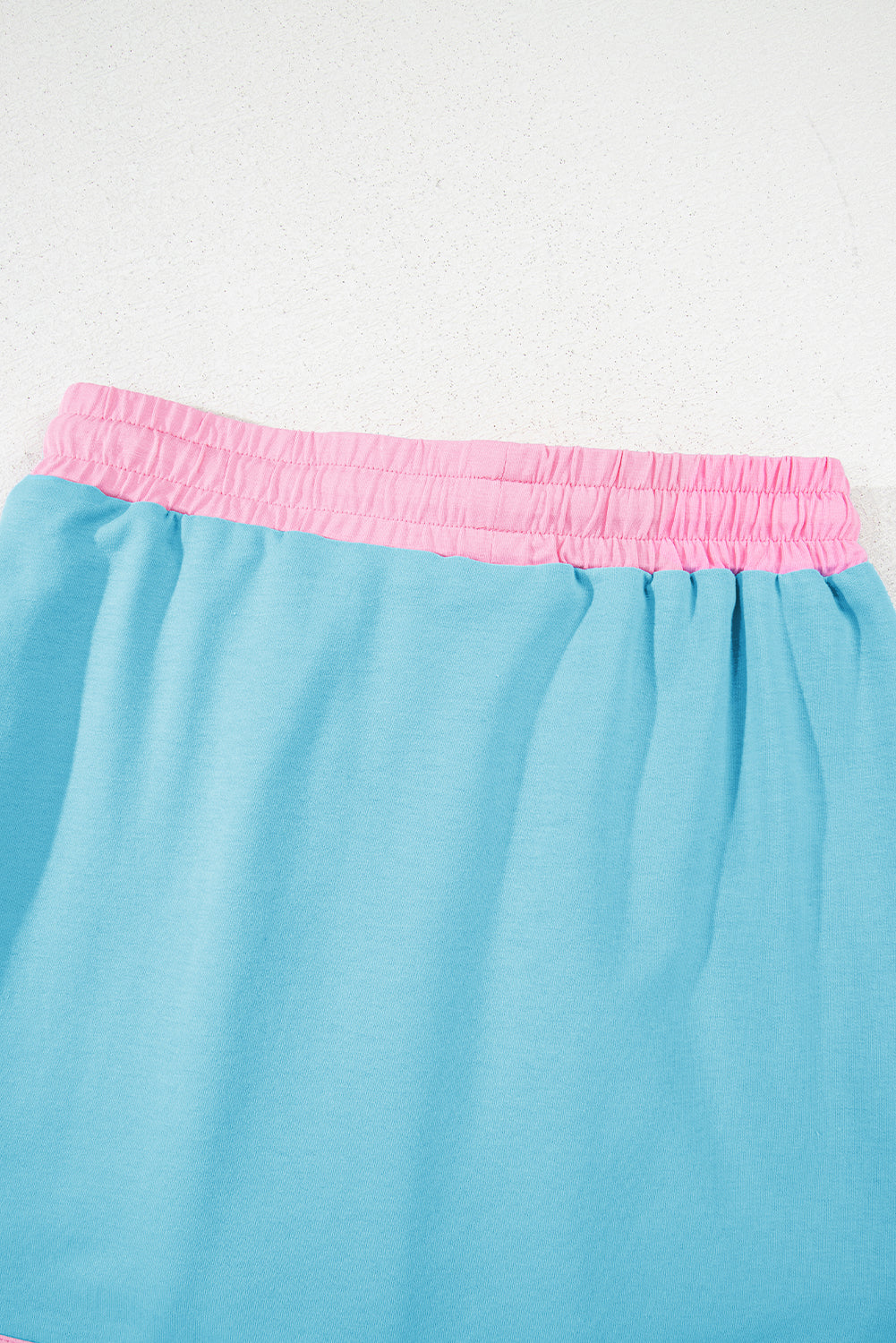 Turquoise Colorblock Edge Drop Shoulder T Shirt and Skort Set