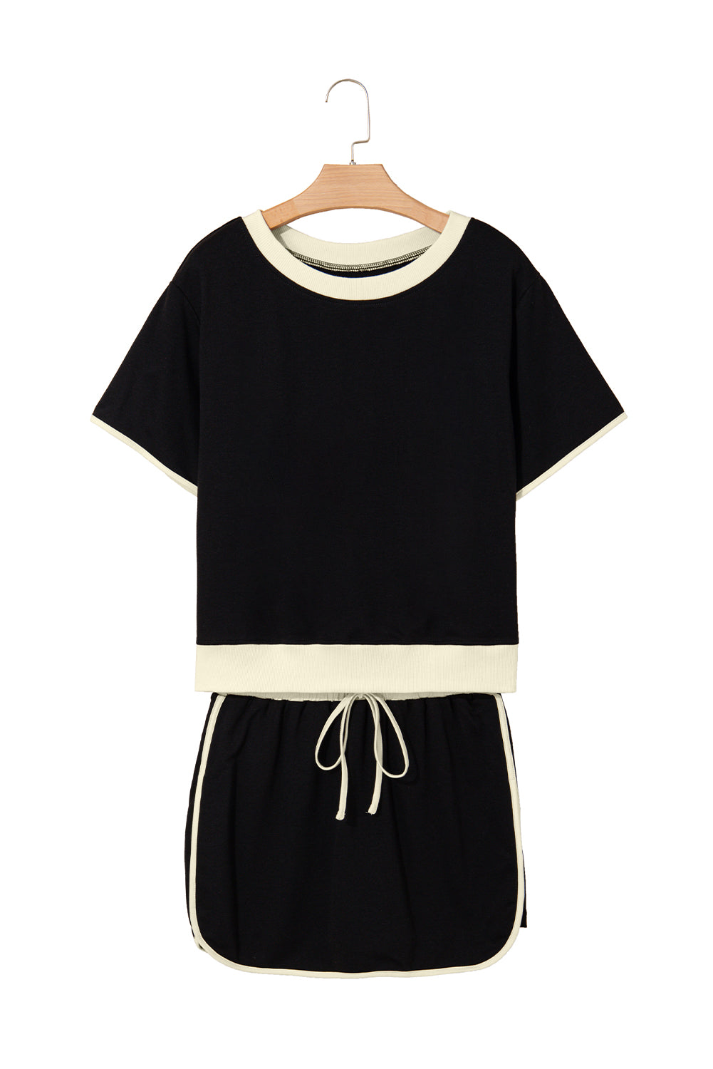 Turquoise Colorblock Edge Drop Shoulder T Shirt and Skort Set