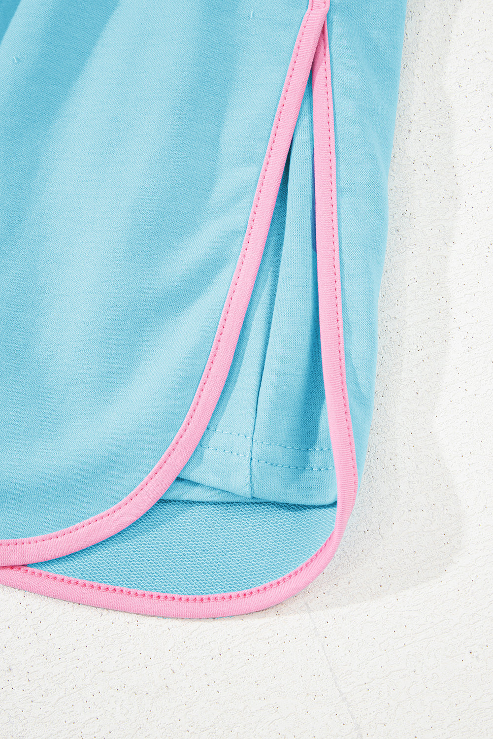 Turquoise Colorblock Edge Drop Shoulder T Shirt and Skort Set