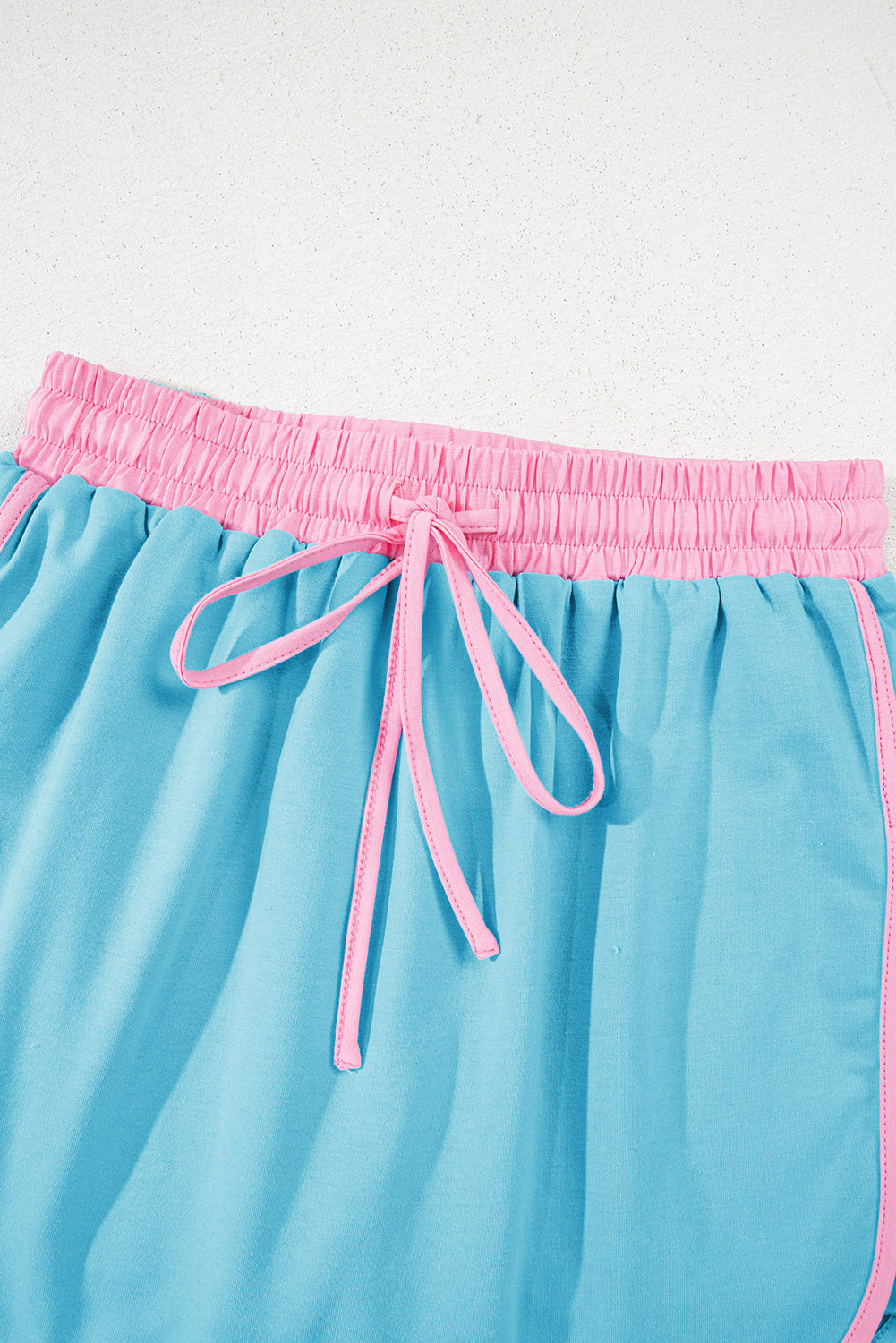 Turquoise Colorblock Edge Drop Shoulder T Shirt and Skort Set