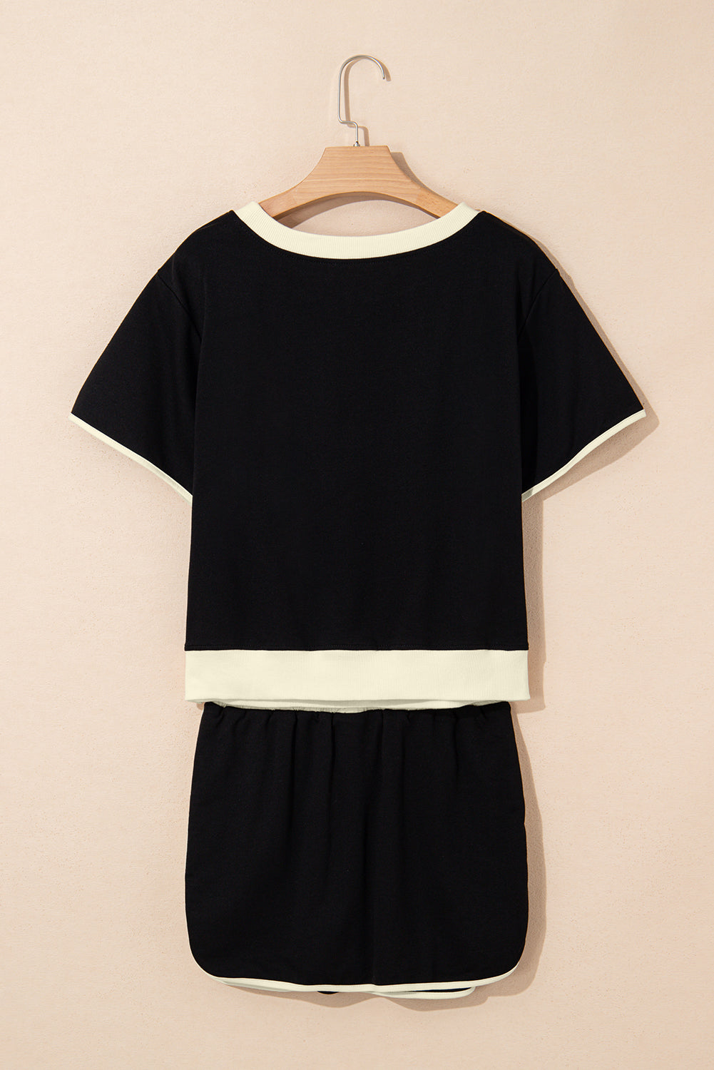 Turquoise Colorblock Edge Drop Shoulder T Shirt and Skort Set